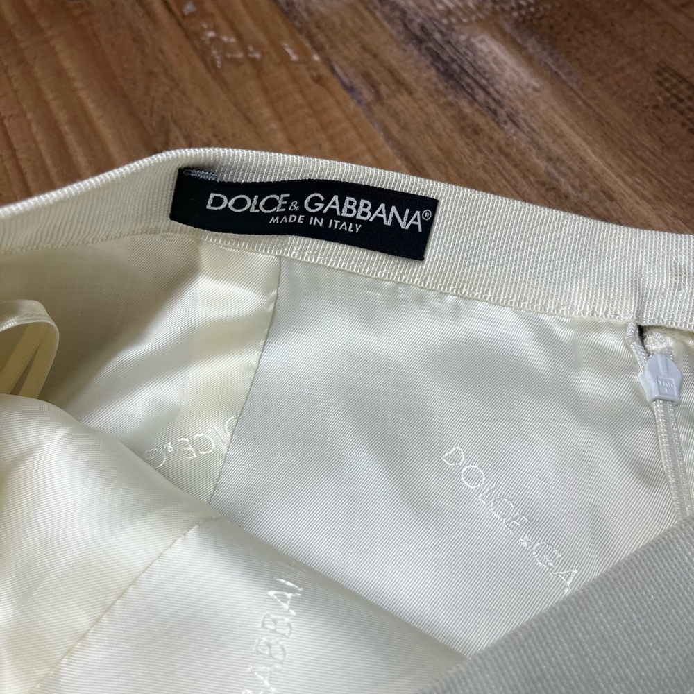 Dolce & Gabbana 40 Bone Knit Tweed Look Pencil Skirt Lined Wiggle career Skirt - Picture 5 of 7